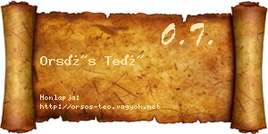 Orsós Teó névjegykártya